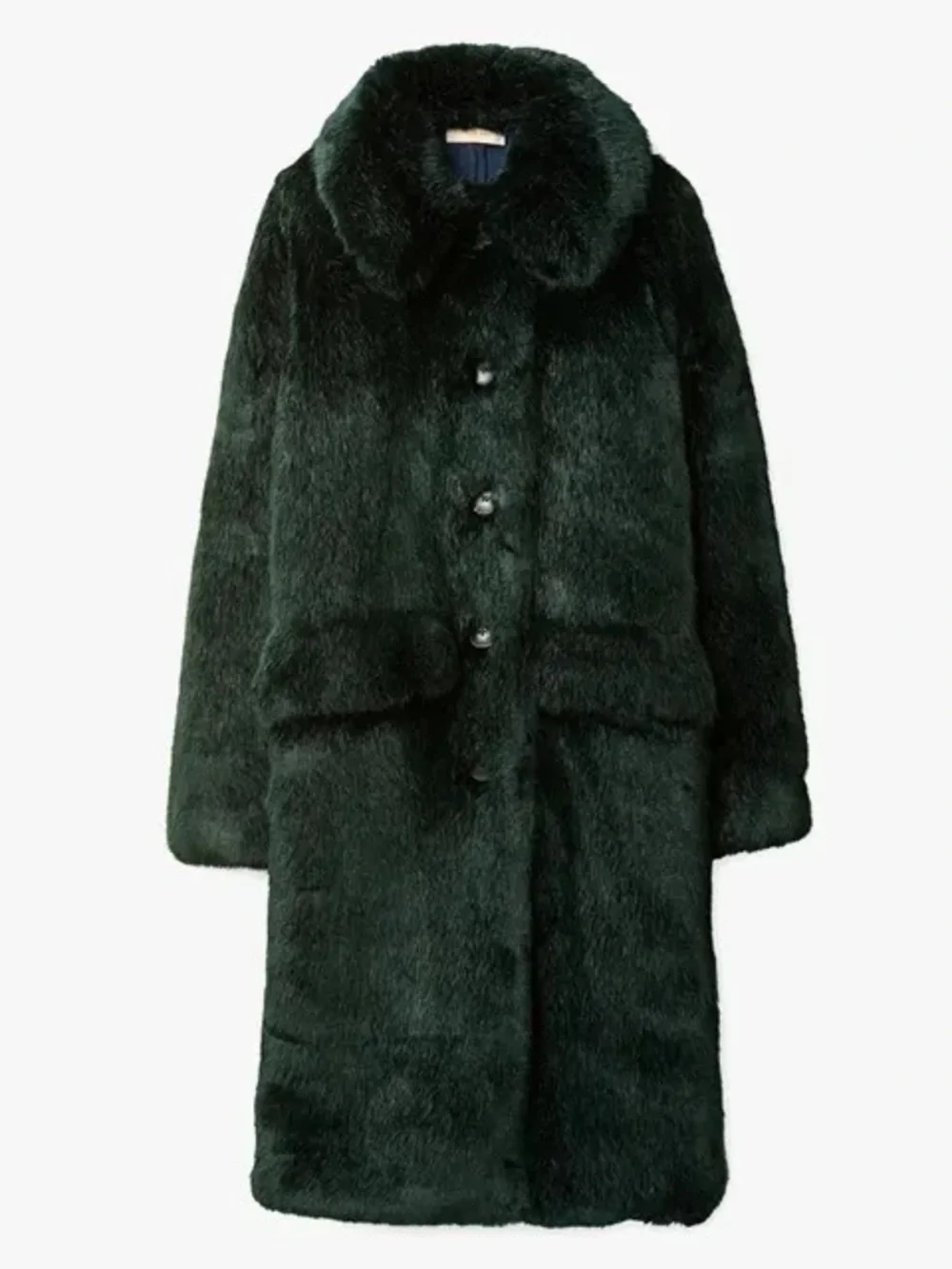 Tory Burch Faux Fur Coat. Size Large. Like New.  Forest Green.